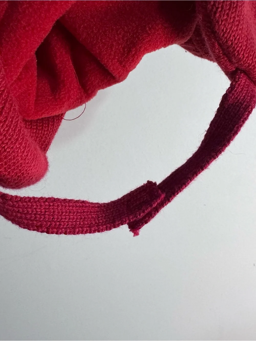 Baby Gap Red Cable Knit Pom Pom Trapper Beanie Hat 6-12 Months Fleece Lined